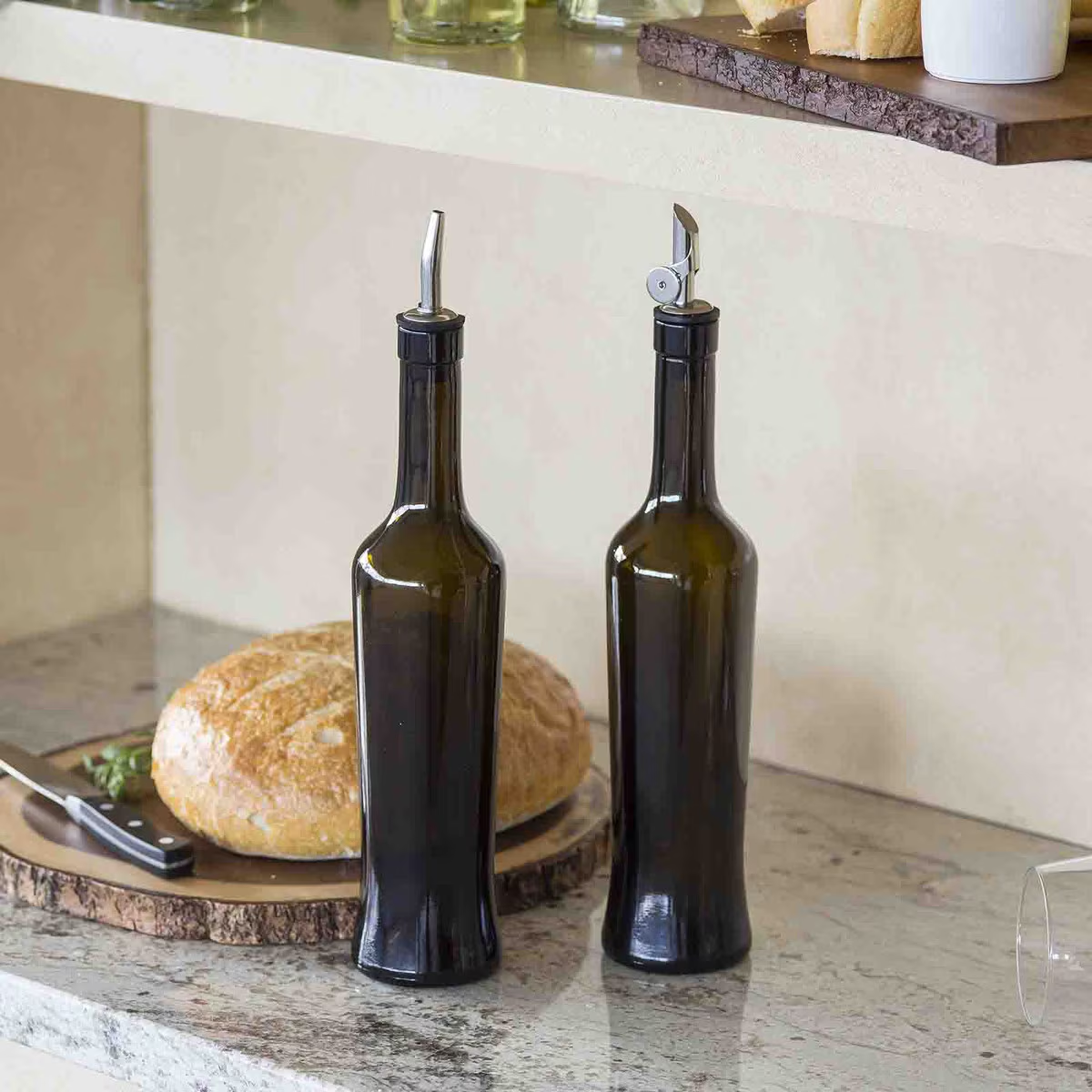 BOTELLA ALIÑO CON DOSIFICADOR VIDRIO VERDE 510 ML MODELO LUNA-4