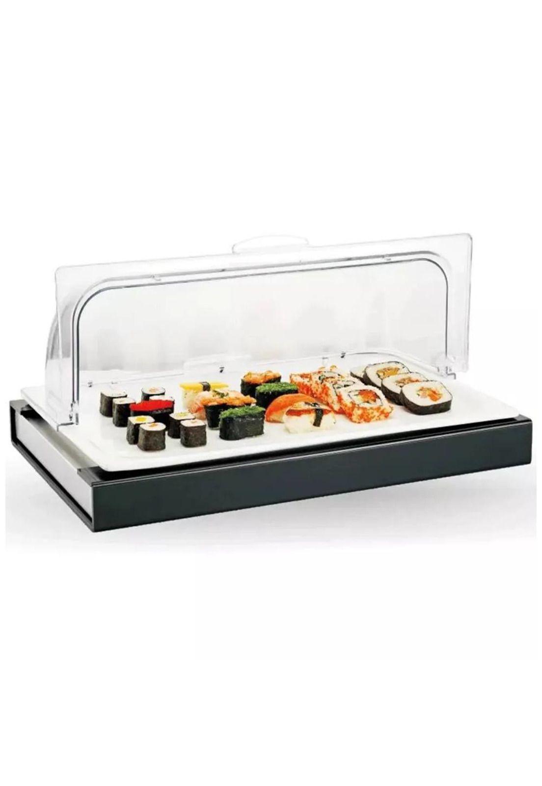 Exhibidor Buffet Frio C/Tapa Roll Inserto Acero Gn 1/1X2 Cm-1