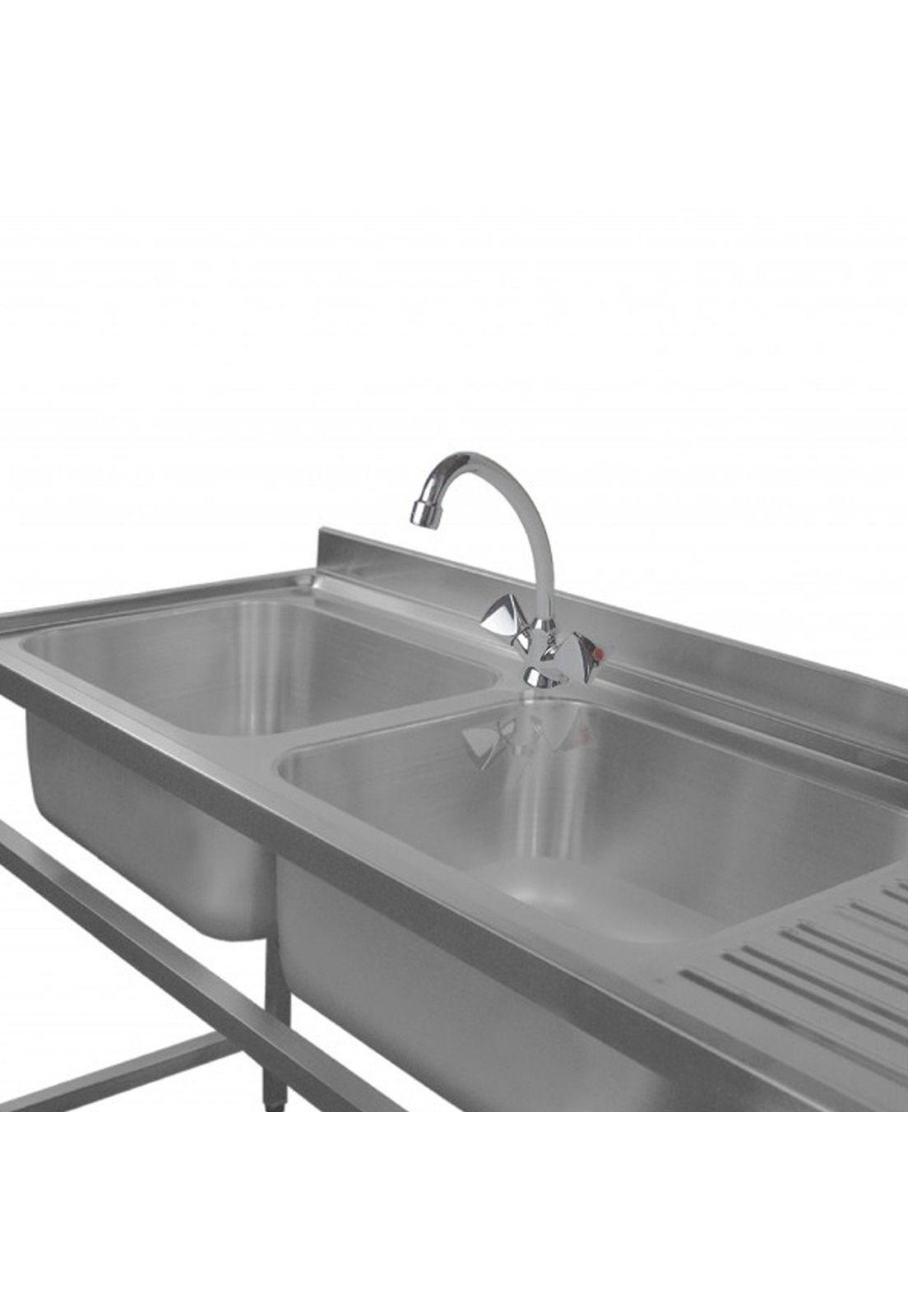 LAVADERO MURAL 2 TAZAS SECADOR DERECHO ACERO INOX 190X60X85 CMS-2
