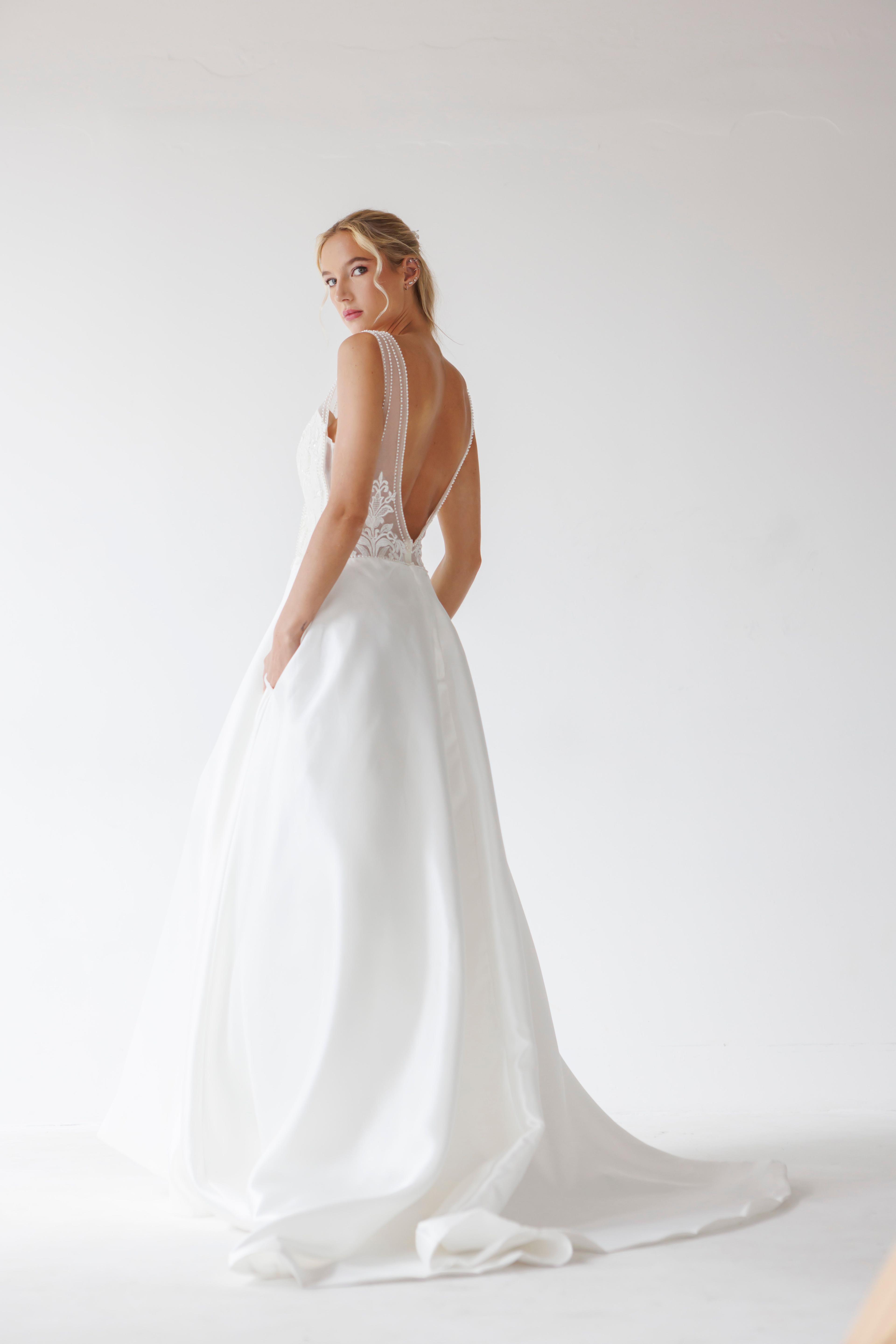 Vestido de Novia Dominga falda Mikado y bolsillos Dulce Novia-2