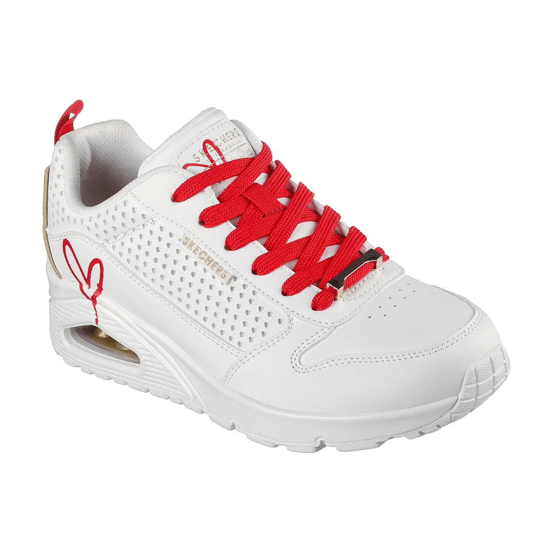 ZAPATILLAS SKECHERS UNO LONE HEARTED BLANCAS (MUJER) | 177991-WRD-1