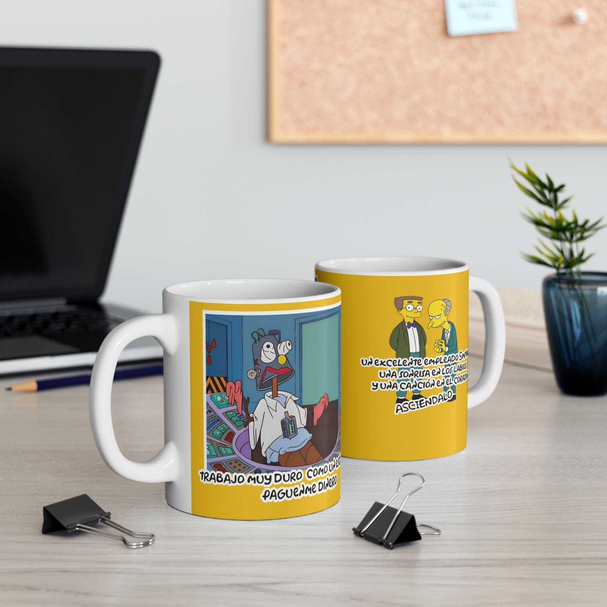 Taza De Cerámica Homero Simpson Trabajo Muy Duro-2
