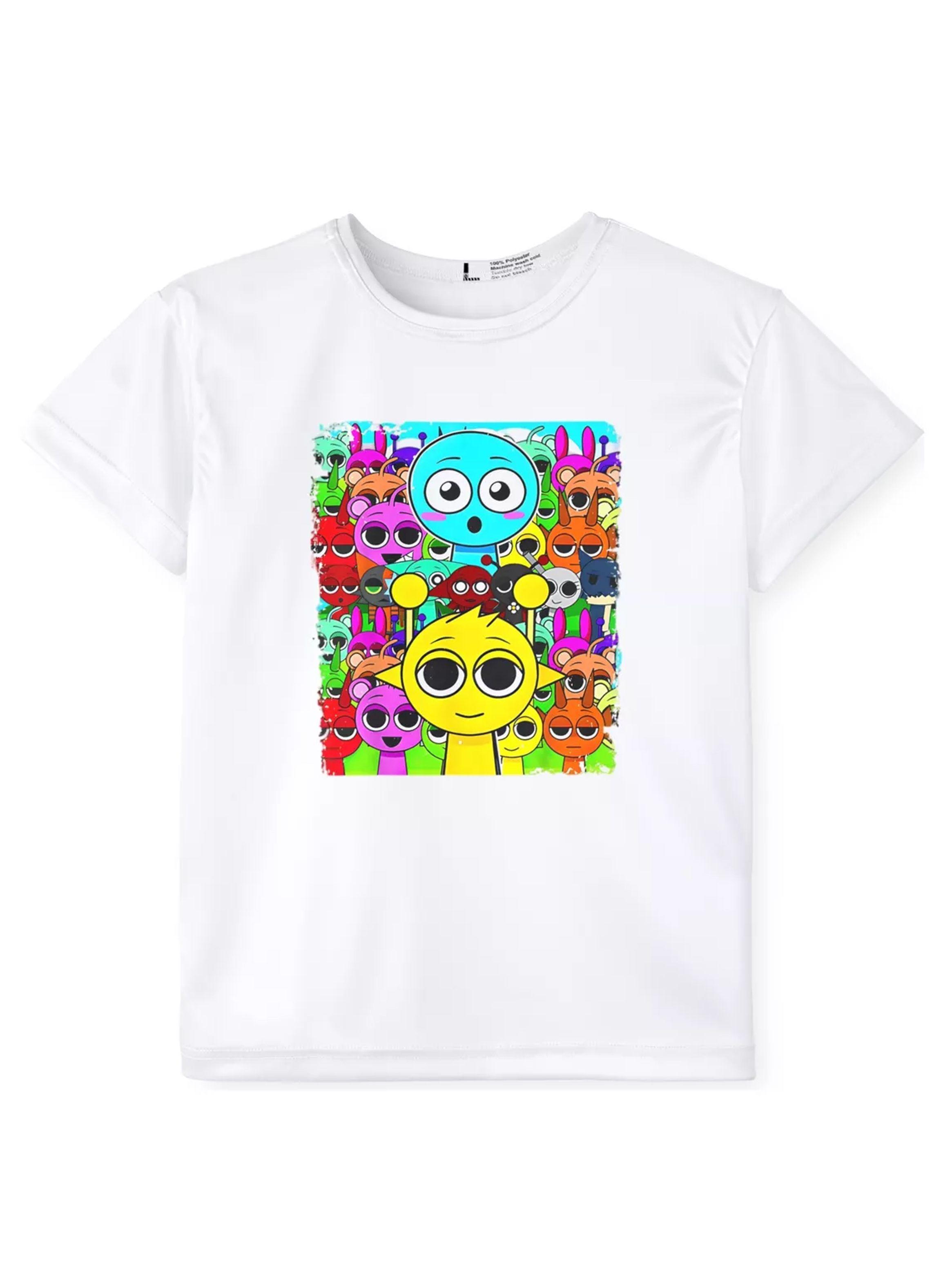Polera Blanca Manga Corta Niños Sprunki-0