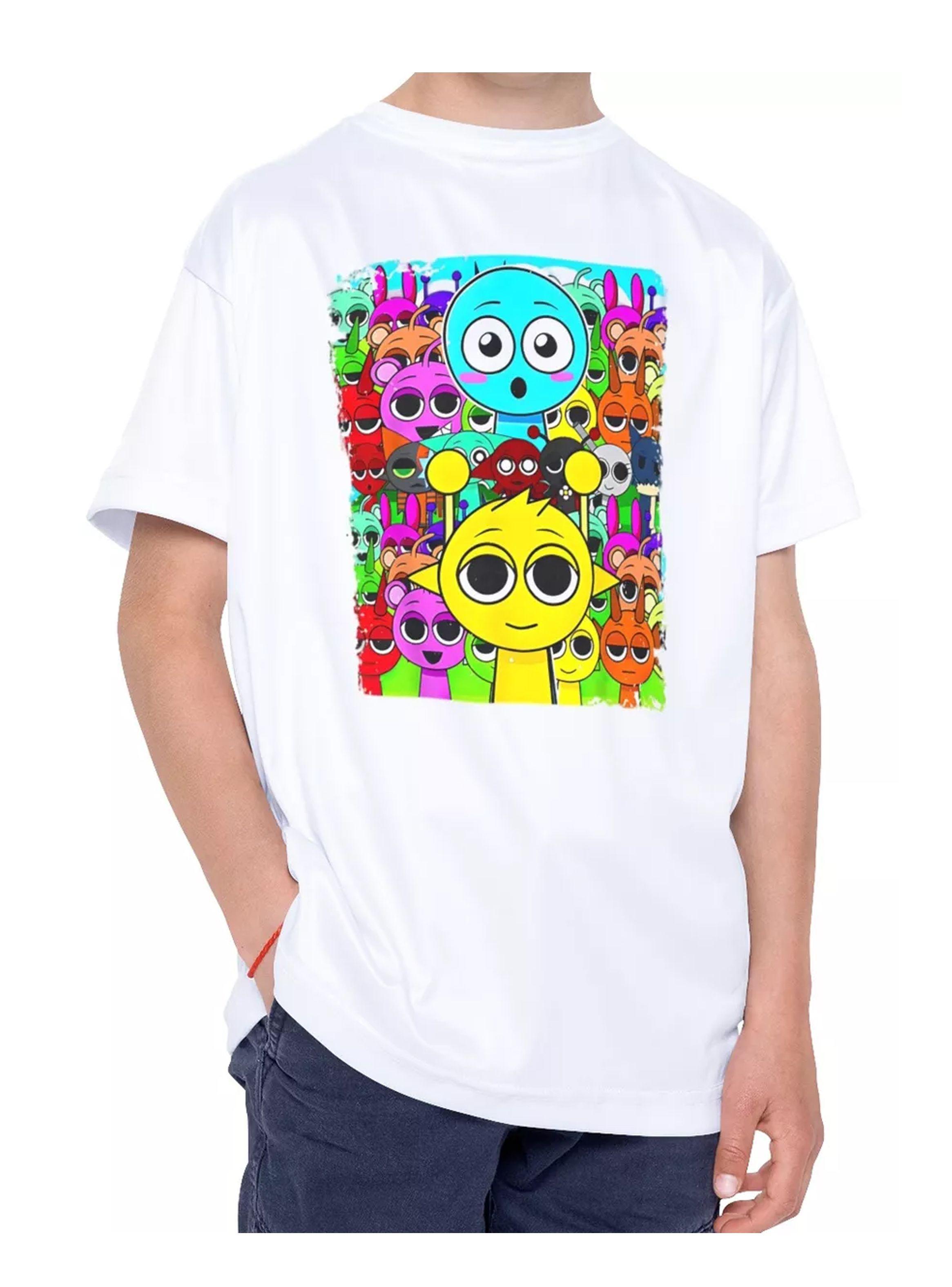 Polera Blanca Manga Corta Niños Sprunki-1