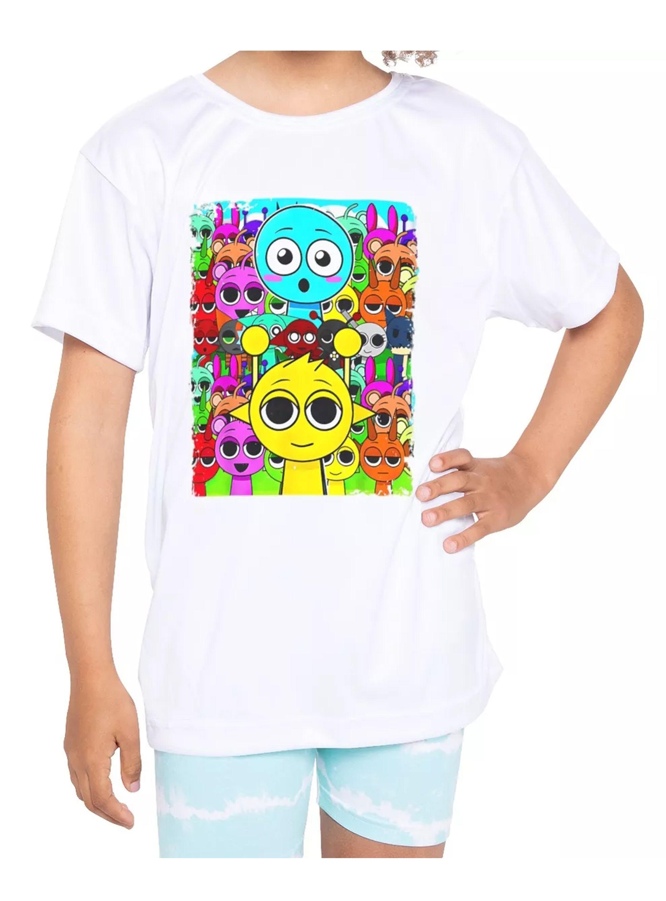 Polera Blanca Manga Corta Niños Sprunki-2