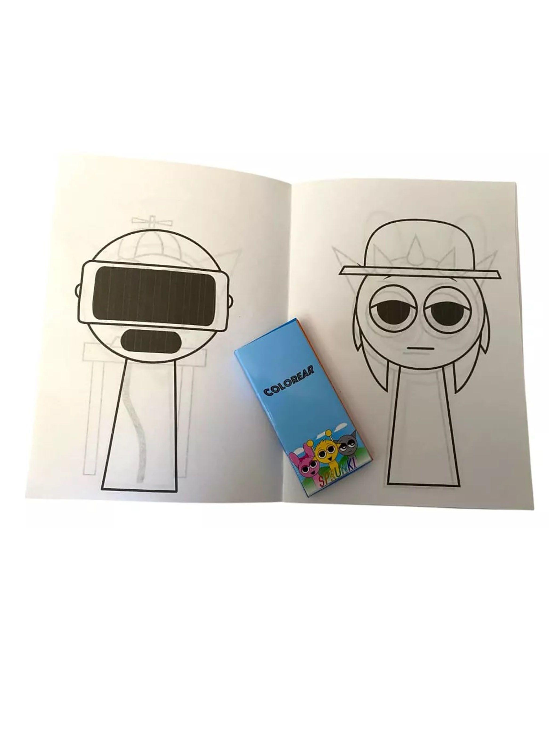 Libro Para Colorear Sprunki Incredibox+ Lapices De Colores-1