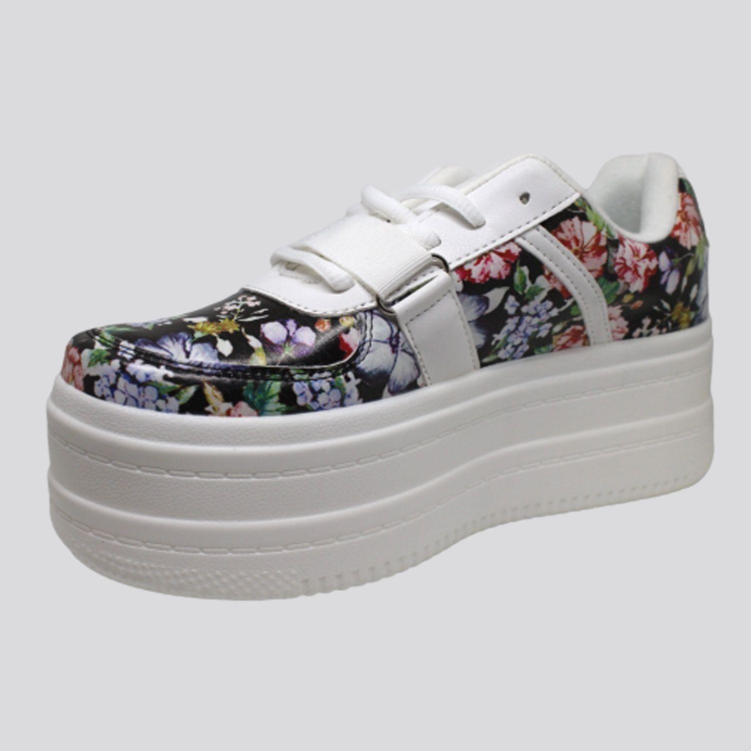 Zapatilla Plataforma Urbana Flores Mujer-7