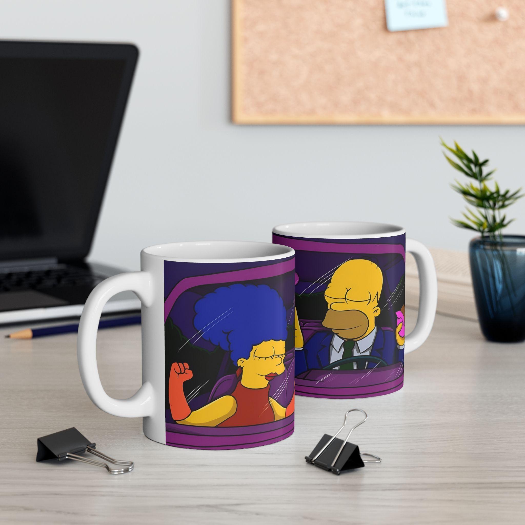Taza De Cerámica Simpsons Homero Y Marge Auto Regalo-2