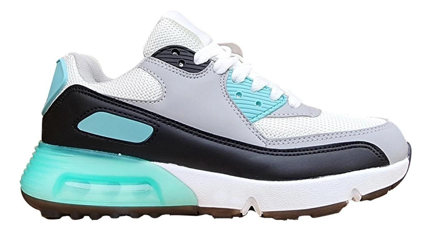 Zapatillas Mujer Urbanas Turquesa y Gris Amortiguación-1