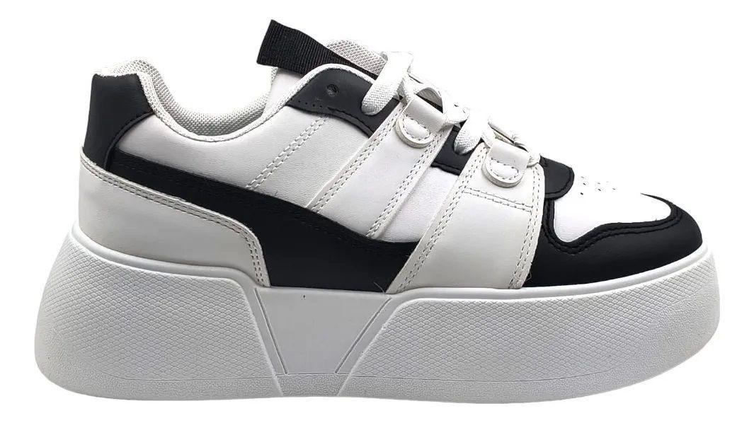 Zapatillas Mujer Plataforma Bicolor Estilo Urbano y Moderno-2