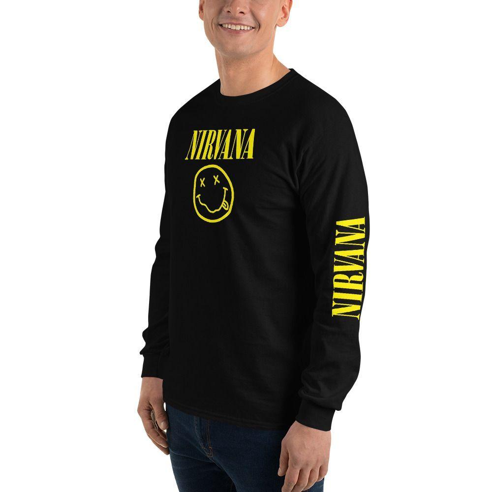 Polera Manga Larga Nirvana Negra Banda-2