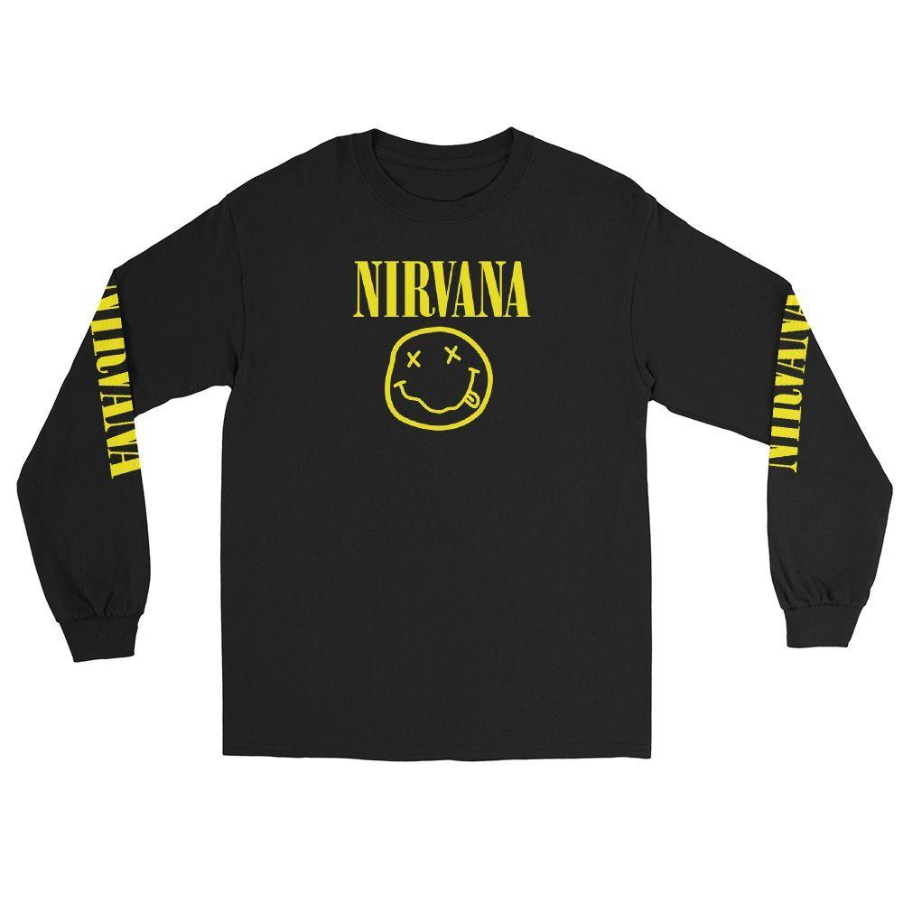Polera Manga Larga Nirvana Negra Banda-3