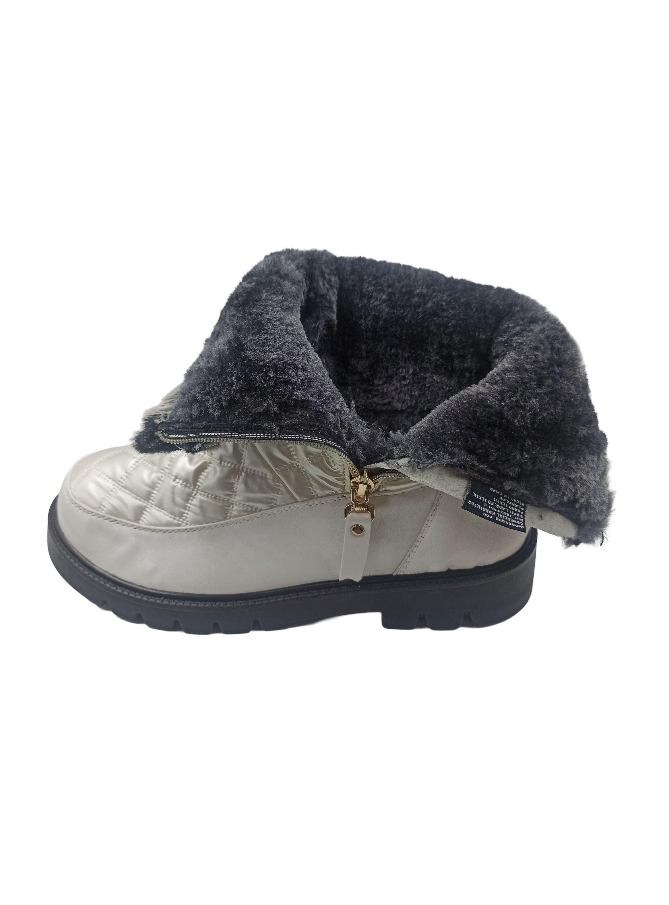 Botín Mujer Blanco Térmico Impermeable-3