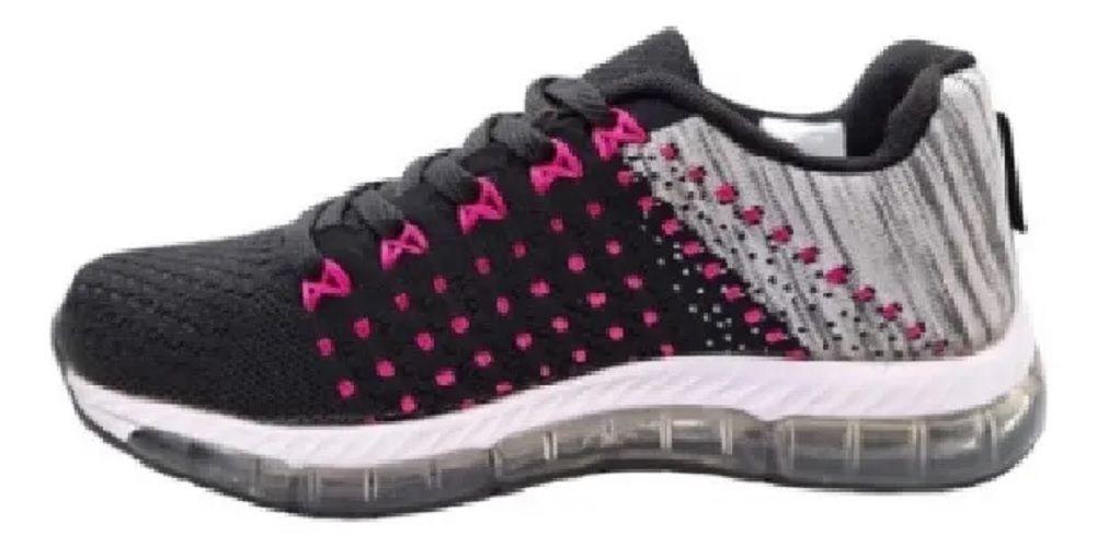 Zapatillas Mujer Deportivas Cómodas Transpirables Ligeras Gris Negro-1
