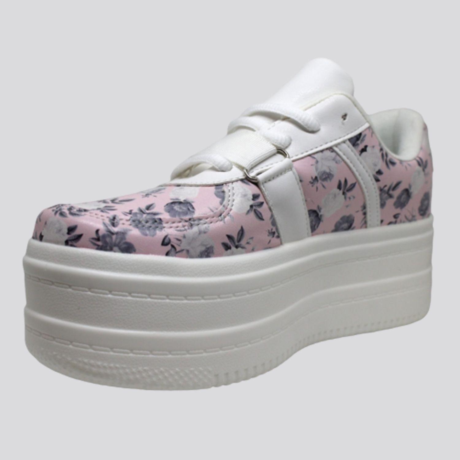 Zapatilla Plataforma Urbana Flores Mujer-5