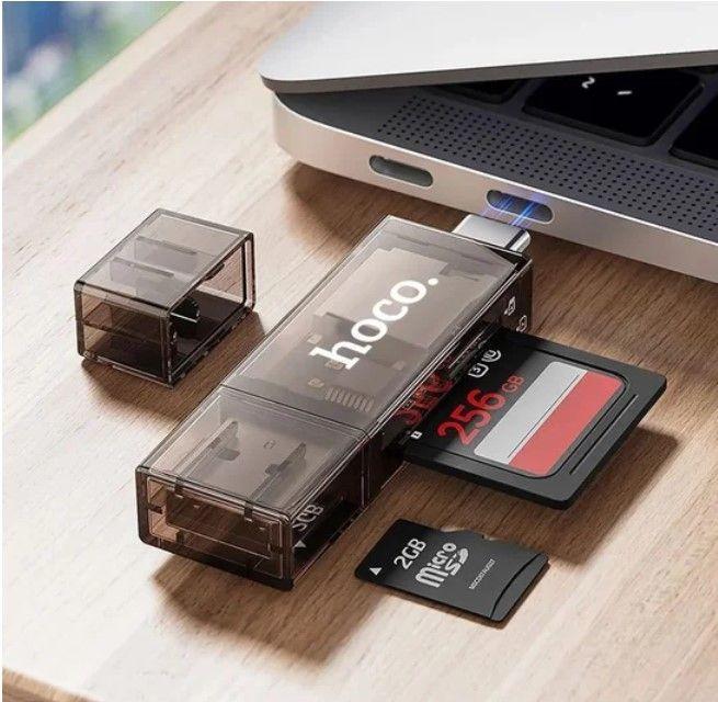 Lector De Tarjetas Hoco DHD01 USb C 3.0 Negro-3