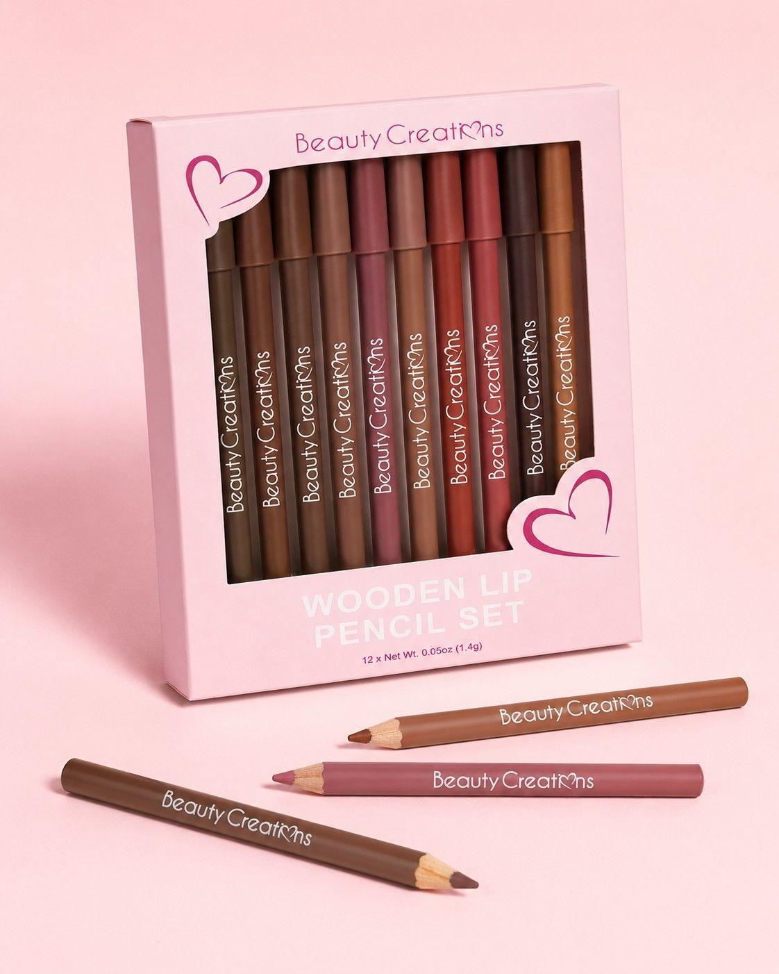 Set 12 Lapices Delineadores De Labios Lip Wooden Beauty Creations-3