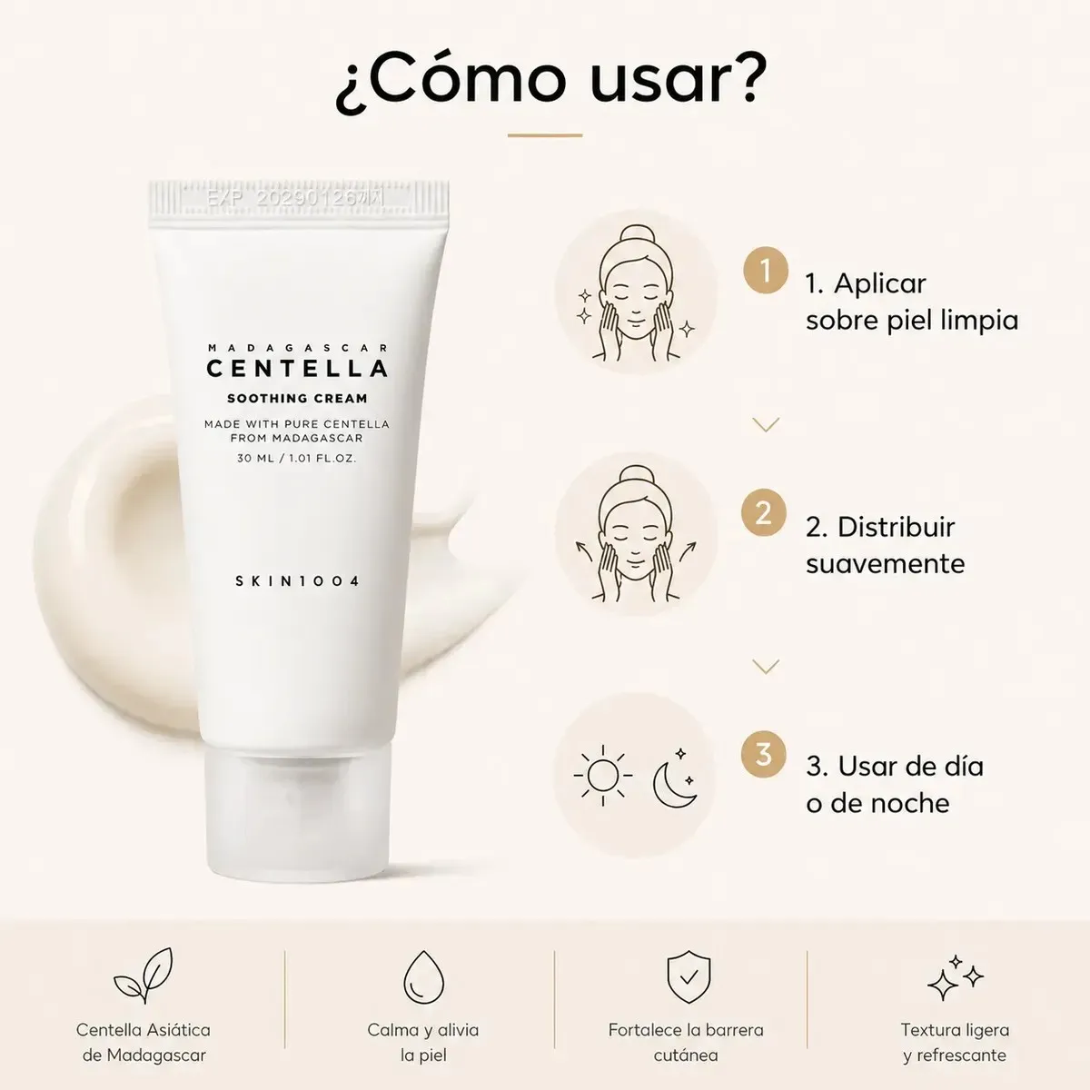 Skin1004 Madagascar Centella Soothing Cream 30ml Dia Y Noche-6