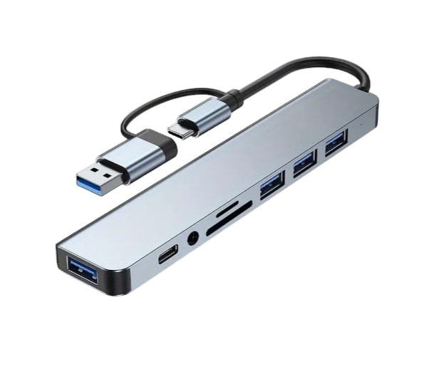 Hub Adaptador USB y Tipo C 8 en 2-3