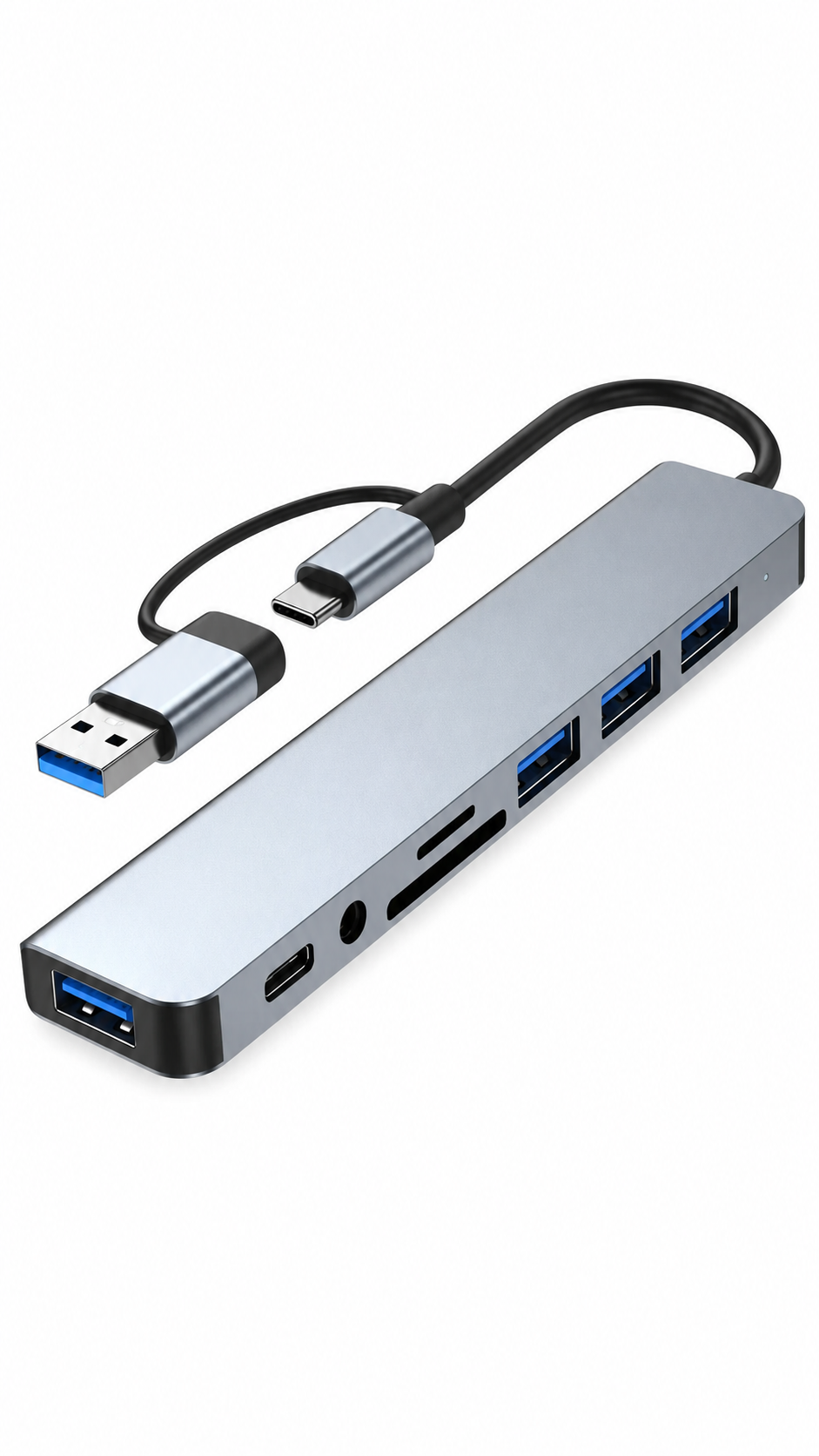 Hub Adaptador USB y Tipo C 8 en 2-0