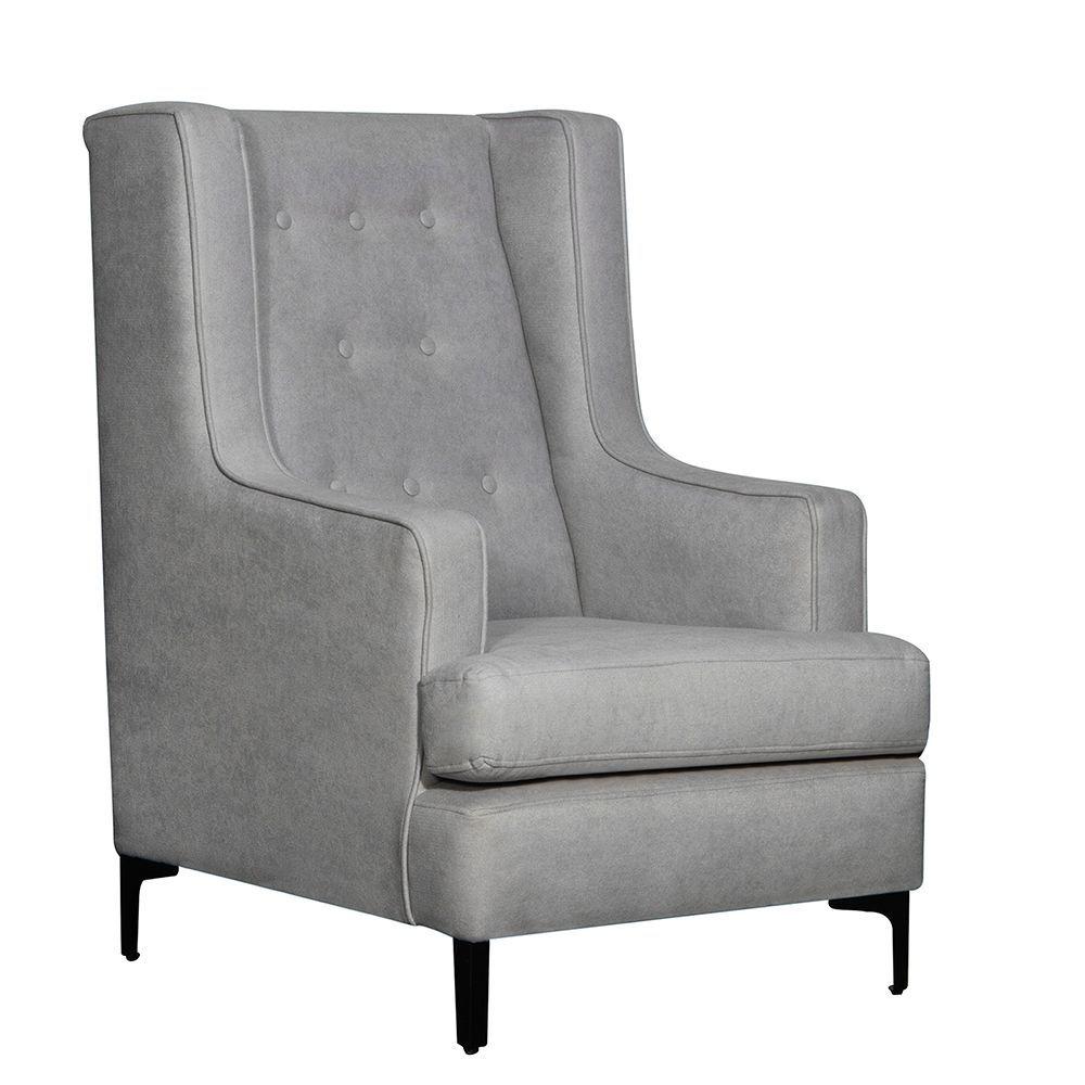 Poltrona 1c Escandinava botones tela Gris  68x78x104-1