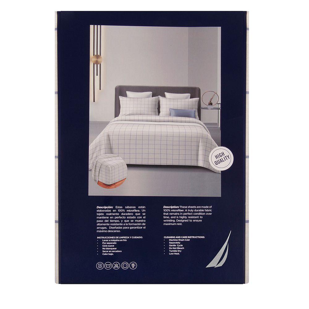 Sabanas Microfibra Estampada  2pl  - Nautica Home -Blanco-3