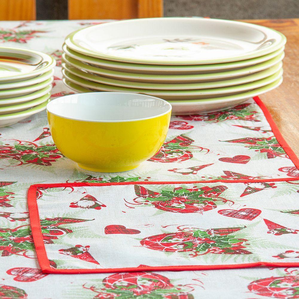 set Camino de mesa c 6 individuales Lona espa ola estampada Navidad Corazones-2