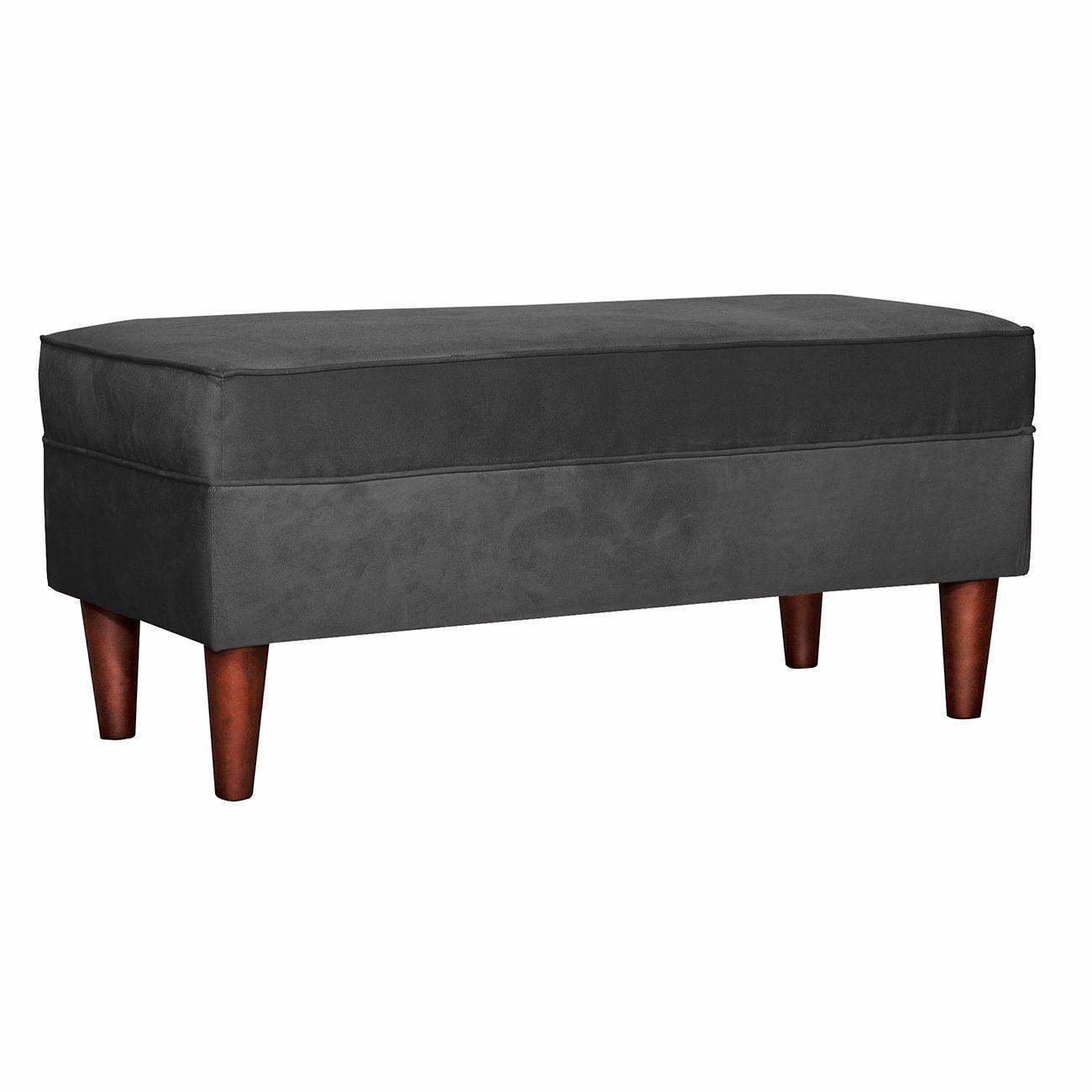 Banqueta Florencia Felpa Gris Oscuro 100x45x42 cm-1