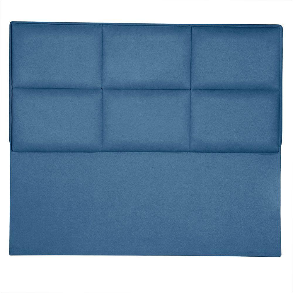 Respaldo Cama 2 pl Square  152 x 8 x 130 cms  Tela Azul petroleo-0
