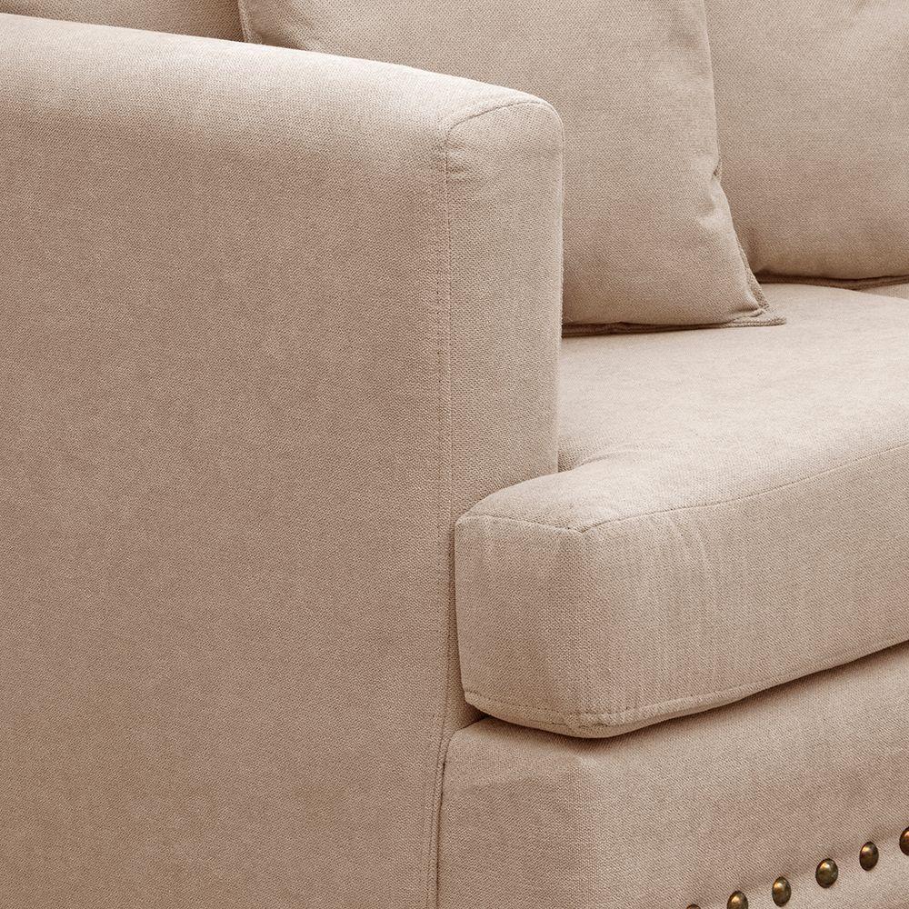 Sofa 3c Estambul tachas Tela  Beige 200 X 90 X 95-3