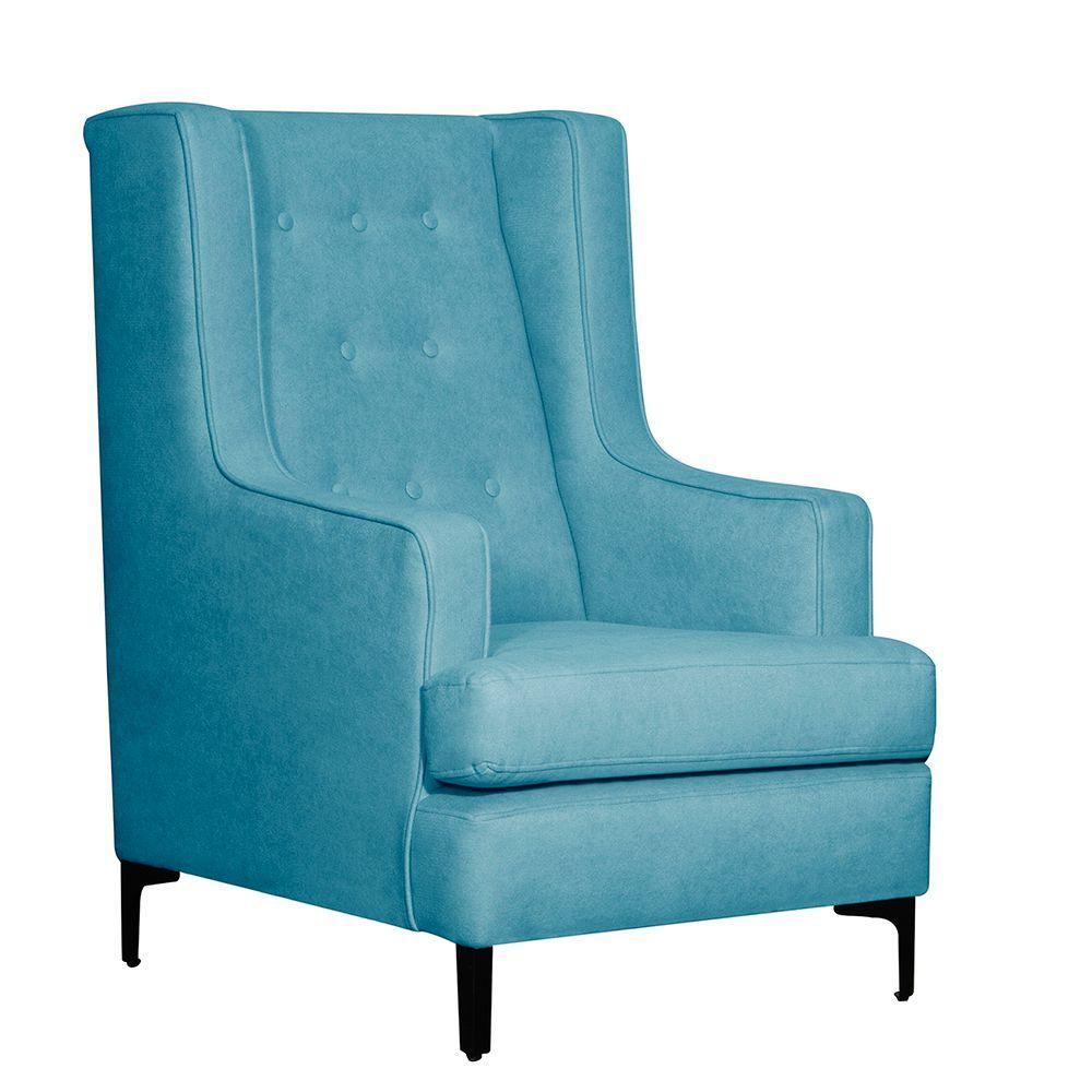 Poltrona 1c Escandinava botones tela Turquesa  68x78x104-1