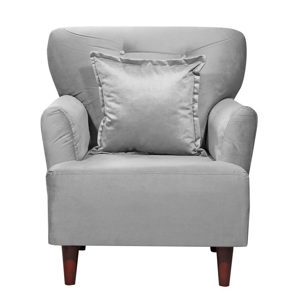 Poltrona  1c York  felpa  gris 75x55x92 cm-0