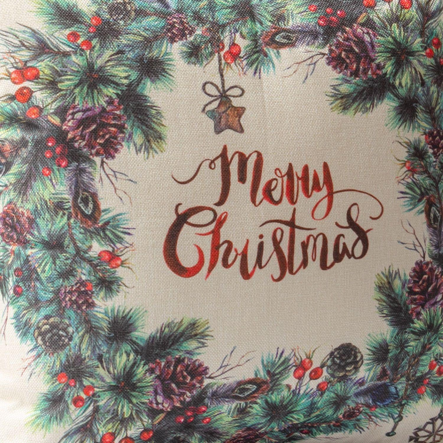 Set 2 Cojines Corona Navideña 45 x 45 Blanco-2