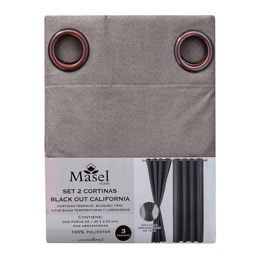 Set 2 Cortinas Black Out  California  140x225 Chocolate -3