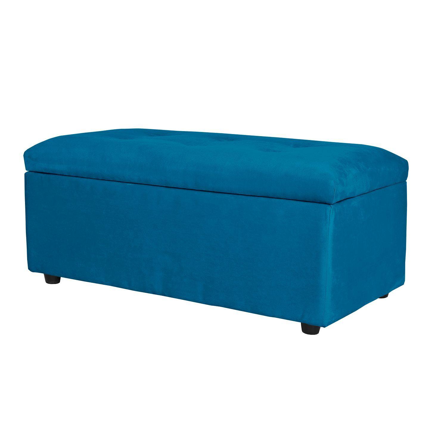 Banqueta Baul Felpa 100 X 50 X 45 azul petroleo-2