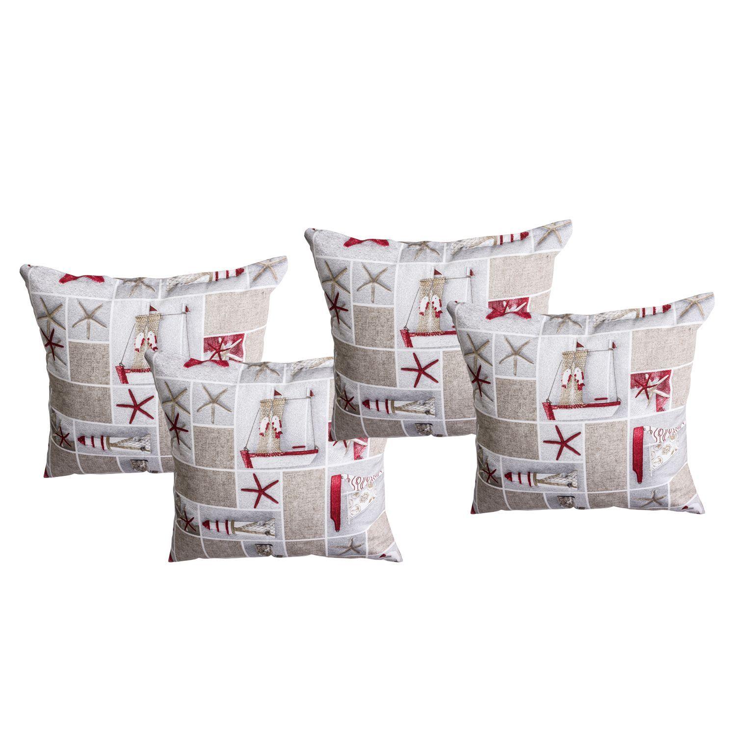 Set 4 cojines Lona Española Marina 50x50 Rojo-0