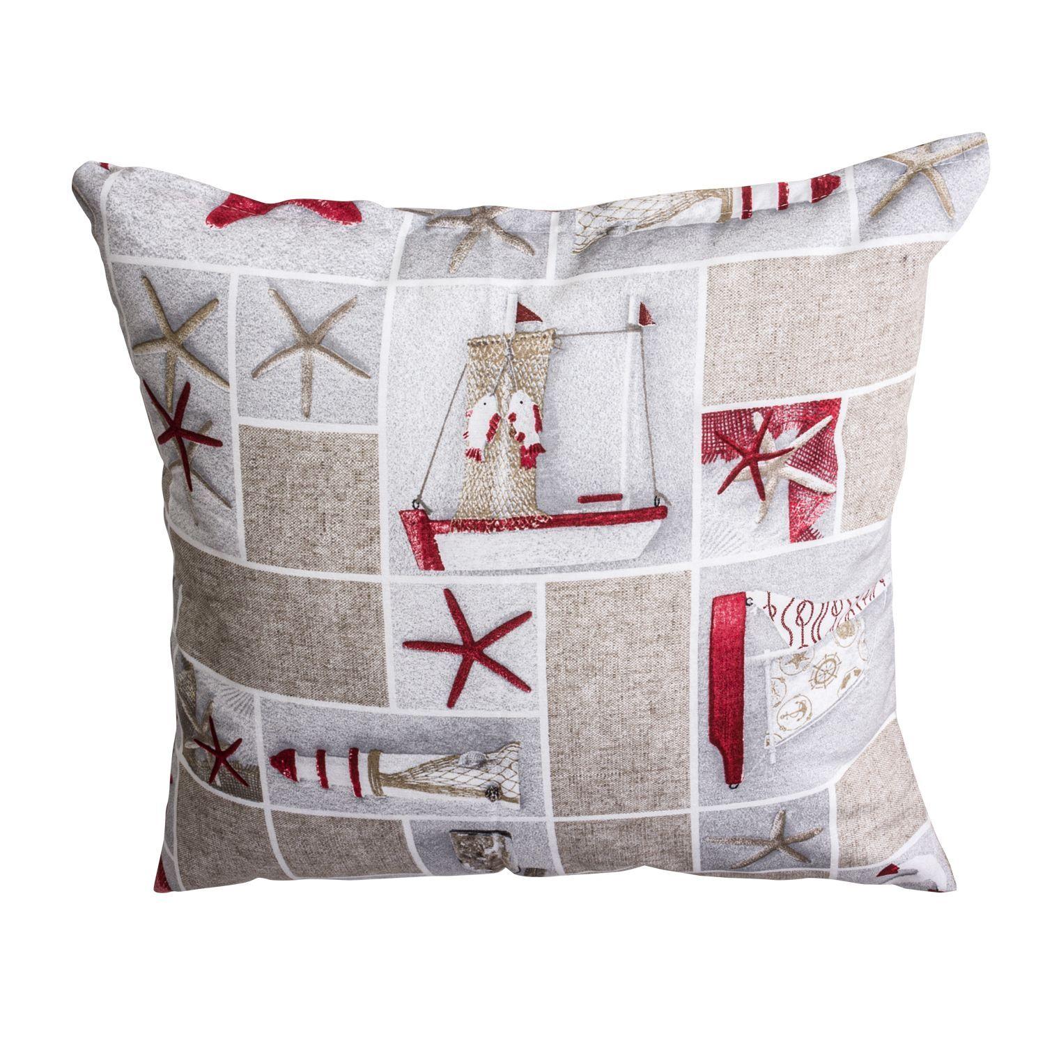 Set 4 cojines Lona Española Marina 50x50 Rojo-1