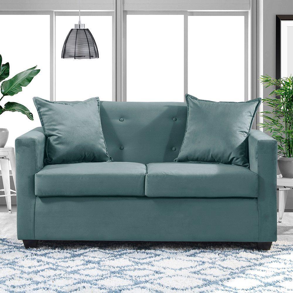 Sofa 2c Gramado felpa Turquesa 130x70x83-2