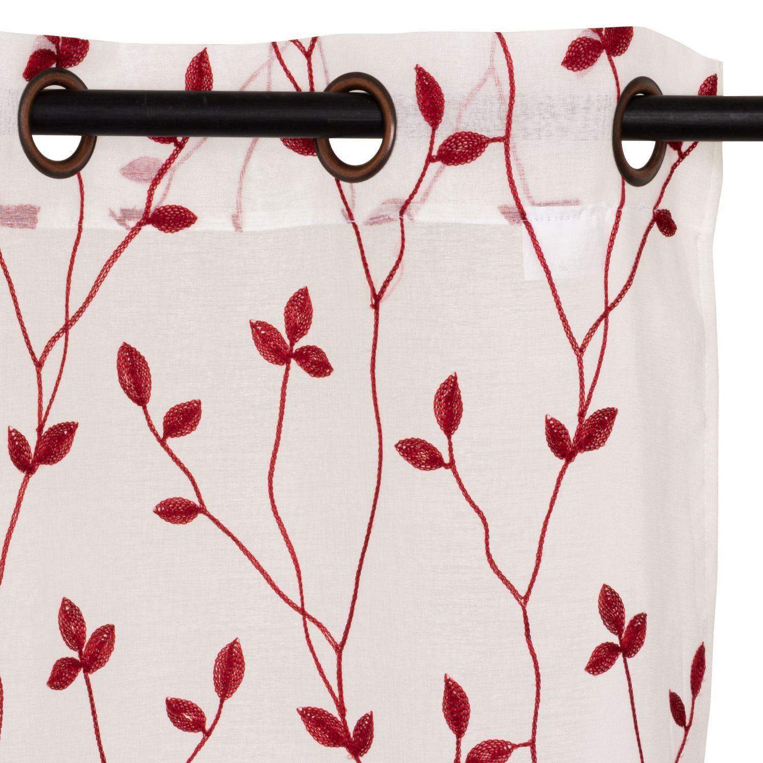 Set Cortinas 4 pzas New Velvet -Velo Bordado  rojo	-2