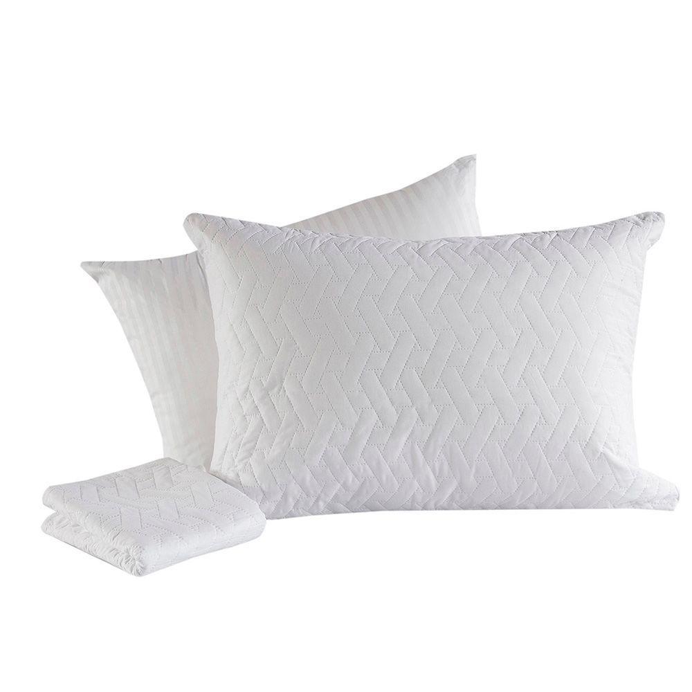 Set  2 Almohadas microfibra 50x70 Premium  y 2 Protectores de Almohadas 50x70 -1