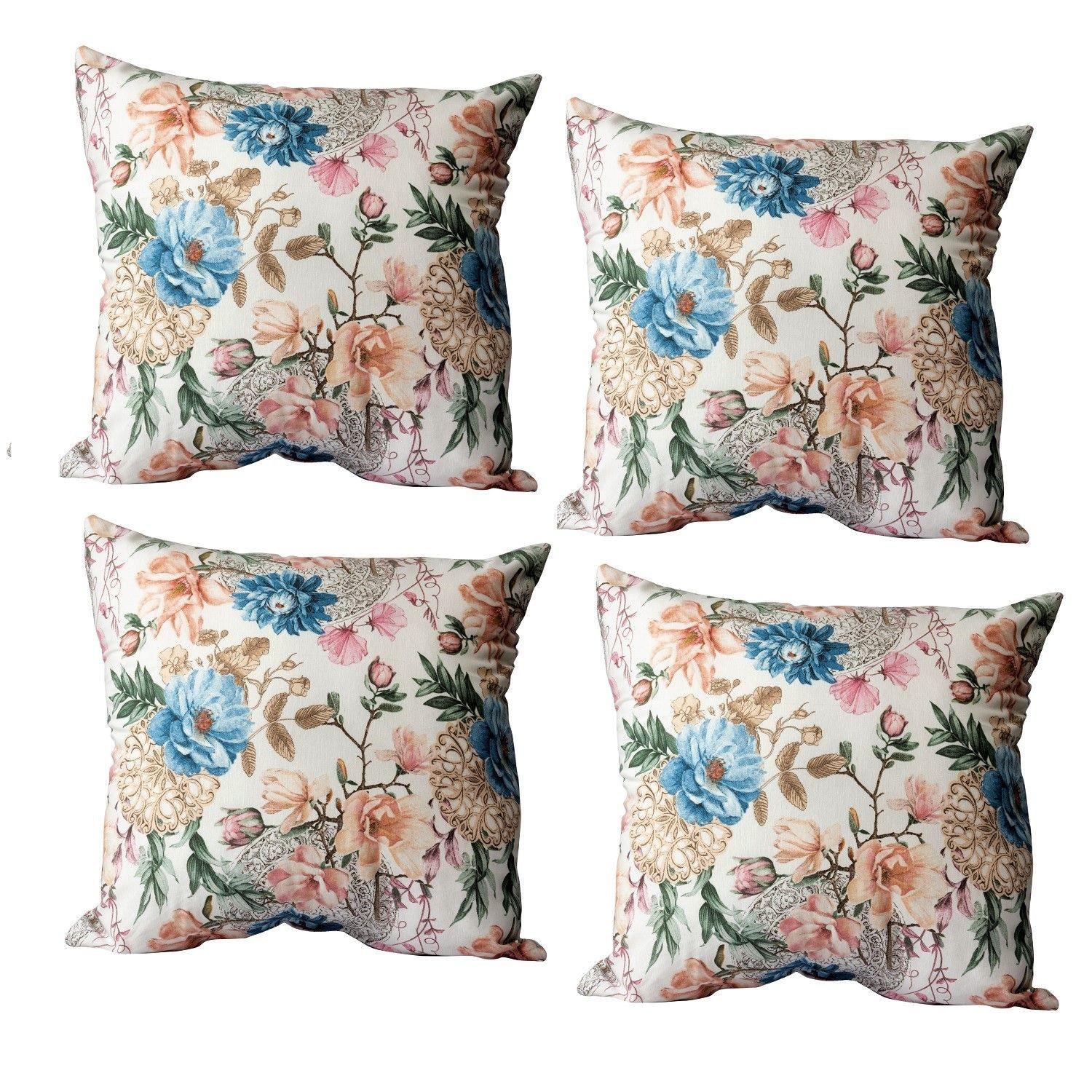 Set 4 Cojines Lona Española Eloise 50X50 Turquesa-0