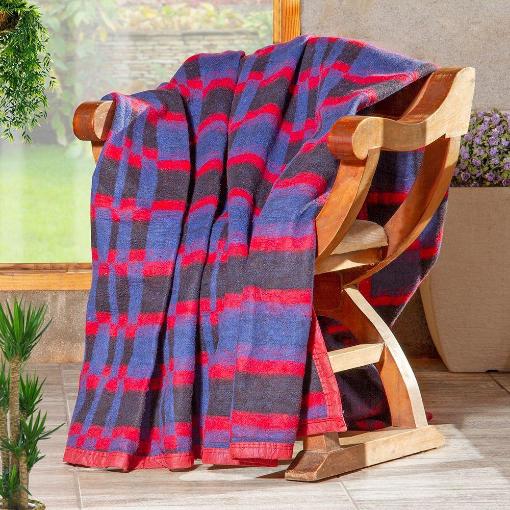 Frazada Polycotonn 1,5 pl Rojo -Azul-3