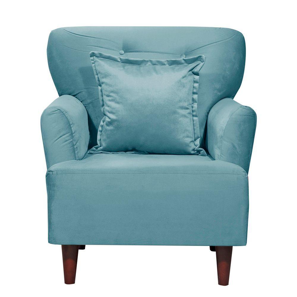 Poltrona 1c York  Felpa turquesa 75x55x92 cm-0