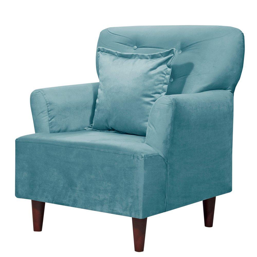 Poltrona 1c York  Felpa turquesa 75x55x92 cm-1