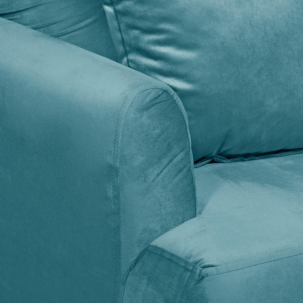 Poltrona 1c York  Felpa turquesa 75x55x92 cm-3