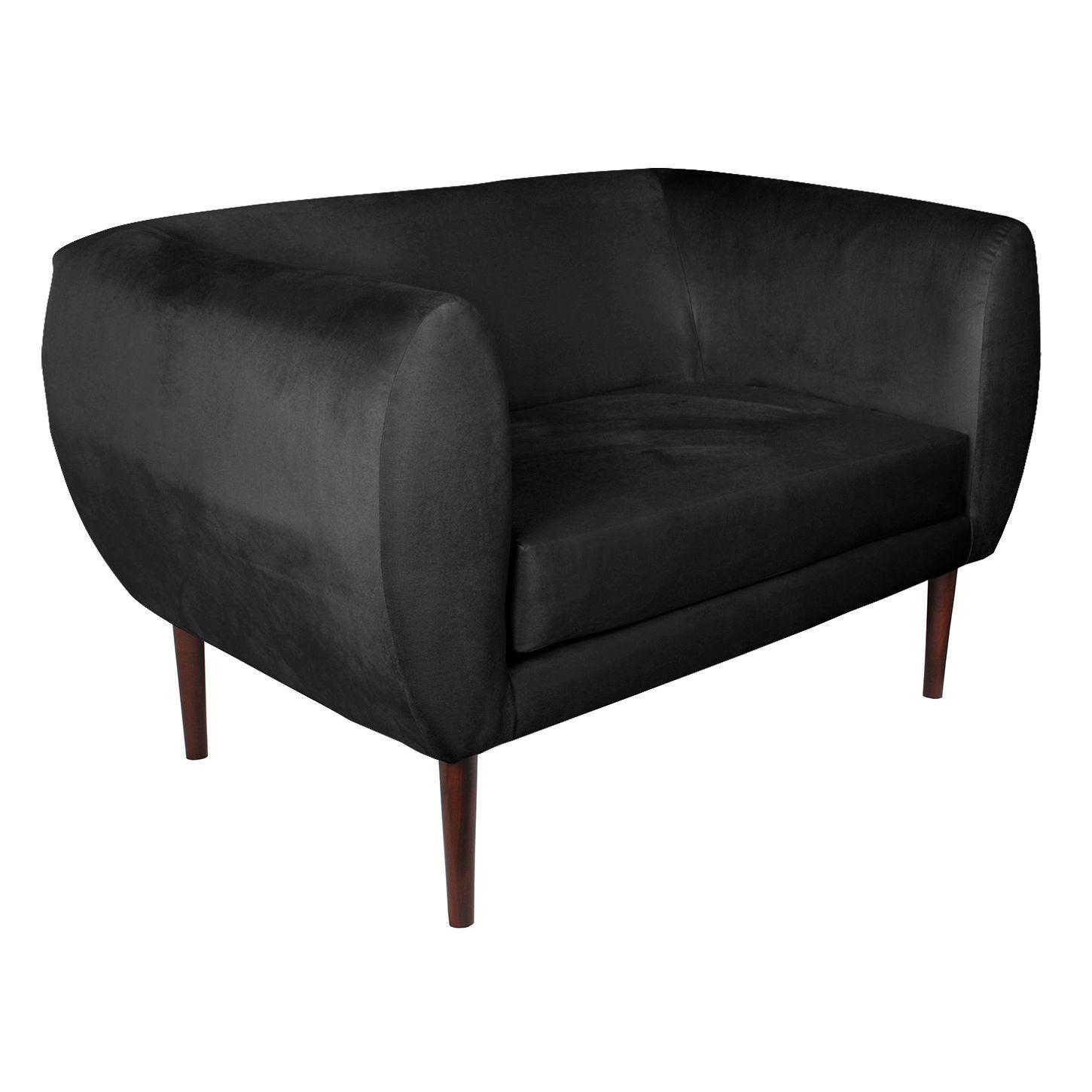 Sofa 2C Curvee 130 X 70 X 78 Felpa negro-1