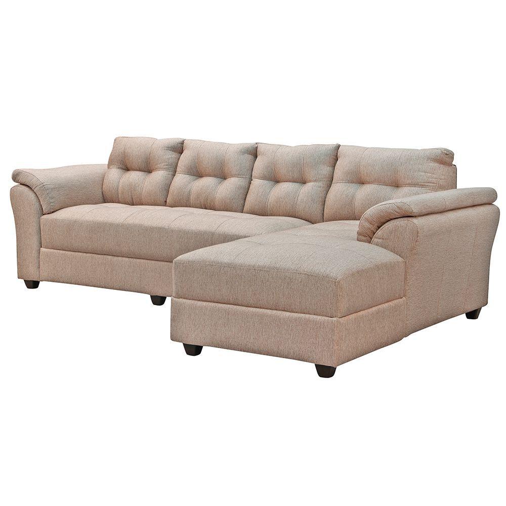  Seccional Milan 3c c/Resortes  Derecho Tela  Beige 295x190 x100-1