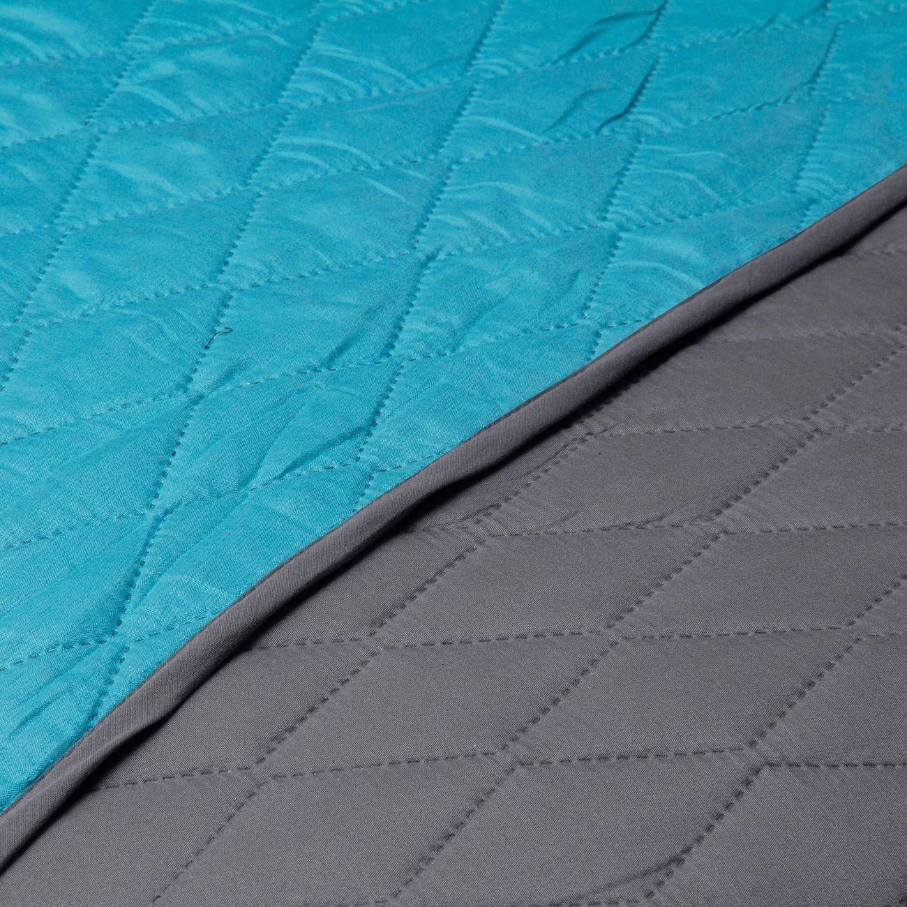 Quilt Bicolor Masel  2 plazas Gris-Turquesa-2