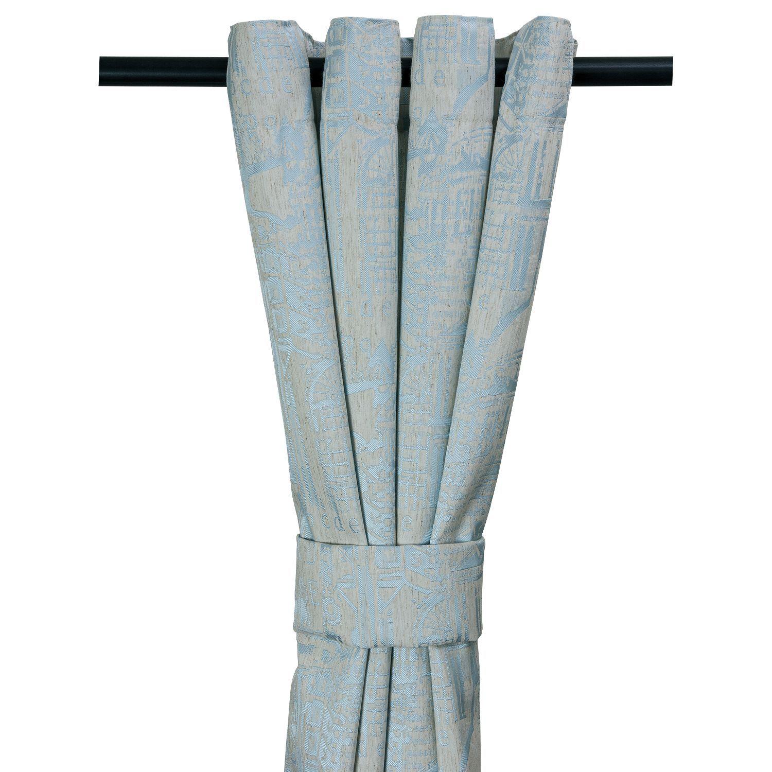 Cortina tela Linen Letras 140 x 225  azul claro -0