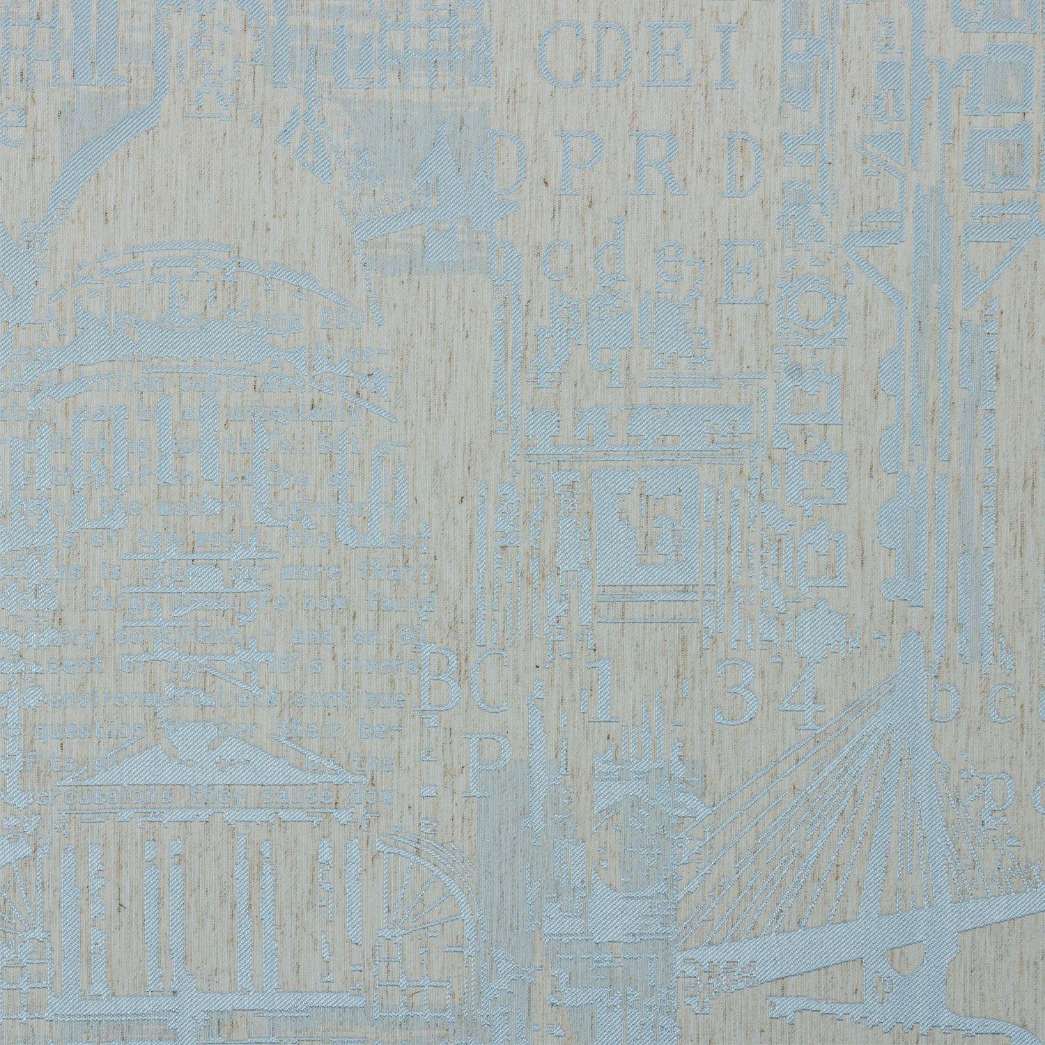 Cortina tela Linen Letras 140 x 225  azul claro -2